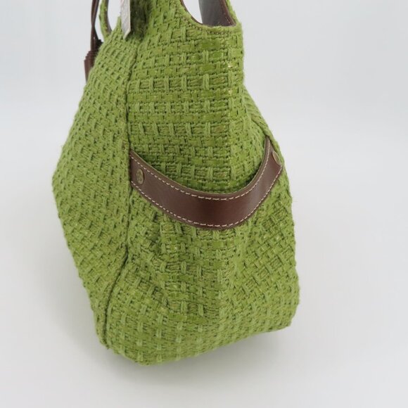 Y2K Relic Green Tweed Faux Brown Leather Hobo Shoulder Handbag Purse Bag NEW NWT - Picture 7 of 12